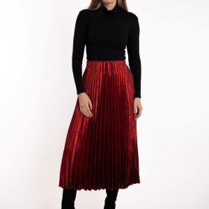 Plisirana metalizirana suknja- crvena