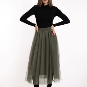 Suknja od tila- maslinast zelena