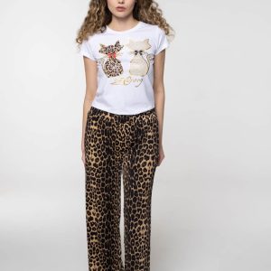 Tigraste viskozne široke hlače sa rastezljivim strukom