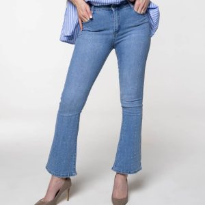 Elastične trapez traperice sa šljokicama